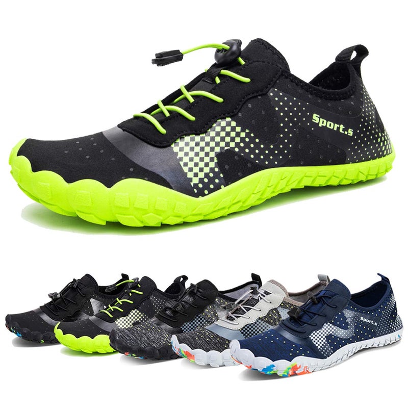 WateLves Water Shoes for Men Women Barefoot Quick-Dry Aqua Sock Outdoor Athletic Sport Shoes Kayaking Boating Hiking Surfing Walking (A-Black/Green, 48) - Image 1